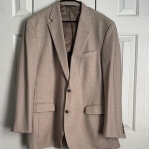 Men's Tan/Taupe JackVictor houndstooth Drago super 130’s wool 47 tailored.